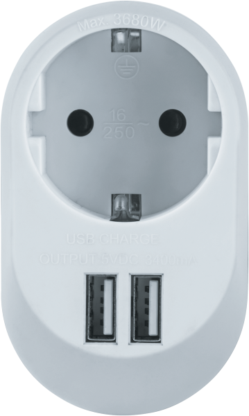 Navigator Адаптер 1 гнезда с заземляющими контактами USB3.4A   61 454 NAD-USB01-1E-C-WH 61454