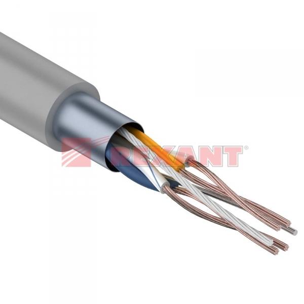 Кабель FTP 2PR 24AWG, CAT5e STRANDED (бухта 305 м) REXANT 01-0125