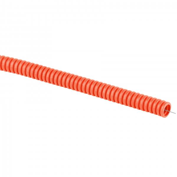Труба ПНД легкая с зондом 16мм оранжевая (уп. 100м) ЭРА