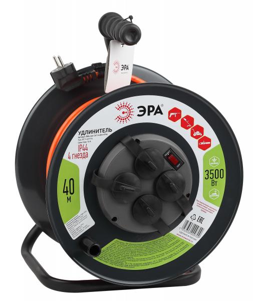 Удлинитель силовой ЭРА RMx-4es-3x1.5-40m-IP44 на м. катушке c/з 4 гн 40м ПВС 3х1.5