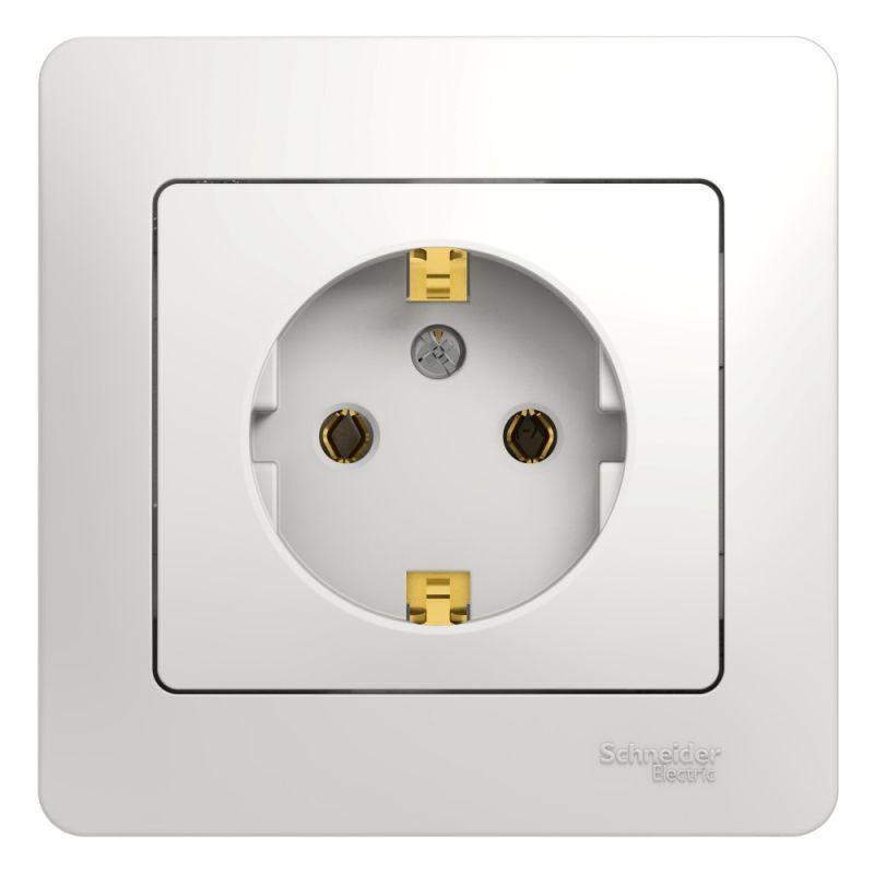 Розетка 1-м СП Glossa 16А IP20 с заземл. в сборе бел. SchE GSL000142