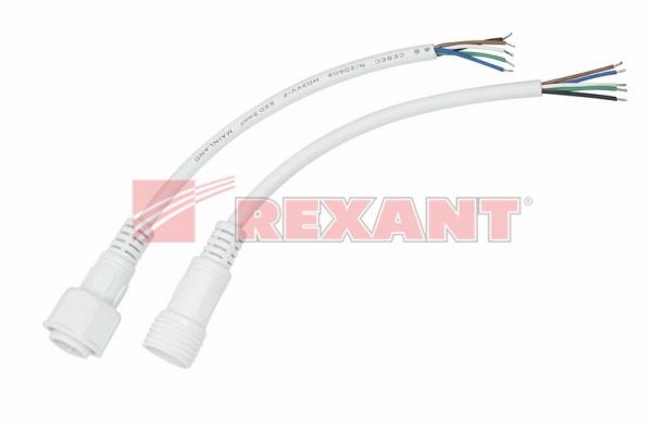 Соединительный кабель (5pin) герметичный (IP67) 5х0.5мм²  300V  белый  REXANT 11-9450