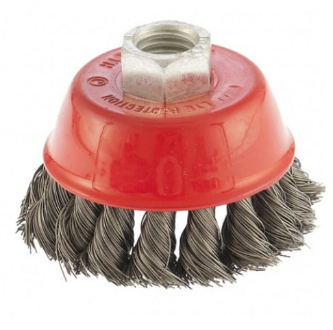 Щетка для УШМ, 75 мм, М14, "чашка", крученая проволока 0,35 мм// MTX