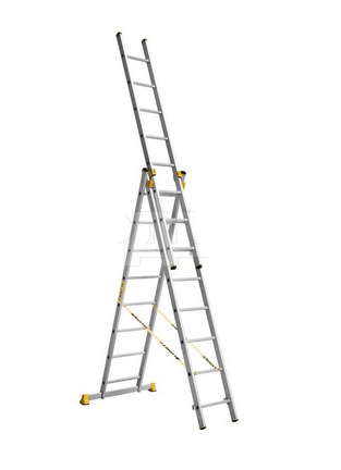 Лестница 3-секционная алюминиевая 3*10 ступеней 297/490/688 профессиональная Алюмет 9310 Р3