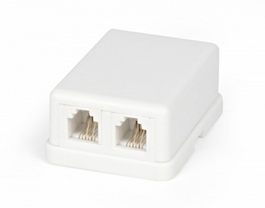 Розетка телефонная RJ-12(6P4C), двойная, внешняя, белая Hyperline SB-2-6P4C-C2-WH