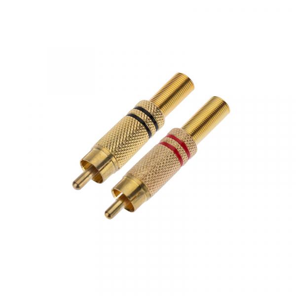 Разъем штекер RCA металл пайка ZN чёрный/красный GOLD PROCONNECT 14-0405-1