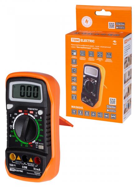 Мультиметр MAS-830L TDM цифровой ударо- пыле- защищенный серия "МастерЭлектрик"