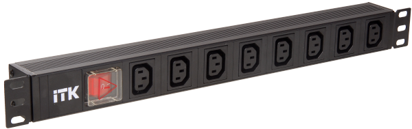 ITK PDU 8 розеток C13 с LED выключателем,1U, шнур 2м вилка нем.стандарт