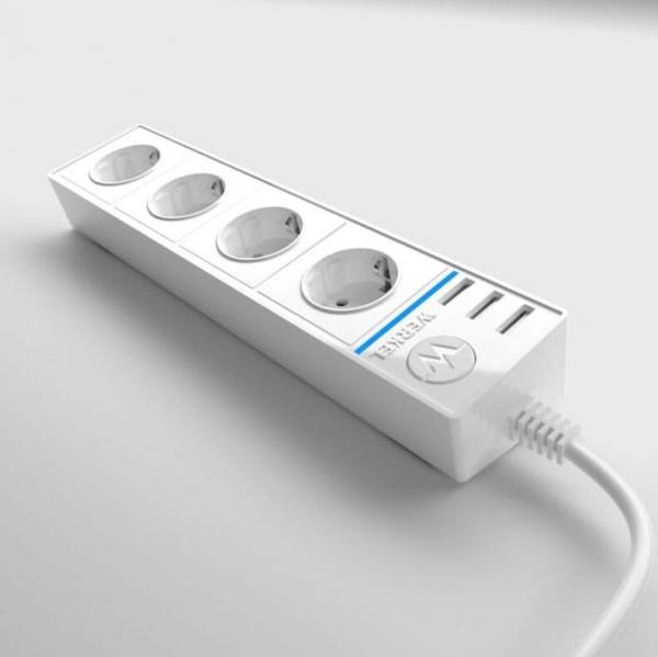 Werkel WL20-04-03 / Розеточный блок 4-х местный + 3 USB белый a039974