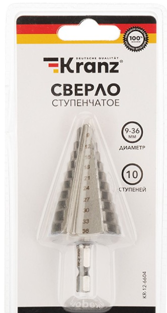 Сверло по металлу ступенчатое 9,0-36,0 мм Kranz KR-12-6604