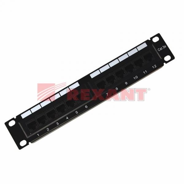 Патч-Панель 10" 12 гнёзд RJ-45  Cаt.5e Dual IDC  ( монтаж в стойку)  REXANT 04-0025