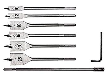 Набор сверл перовых по дереву 10-12-16-18-20-25 мм, 6 шт., удлинитель 300 мм MATRIX 70406